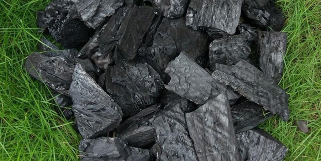 Charcoal Pieces Background – Raw Material for Activated Carbon