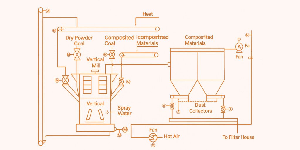 Process flow diagram cement vertical roller mill