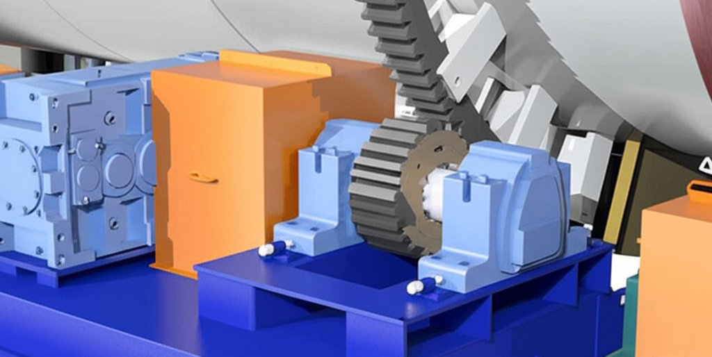 gear and pinion drive incineration rotary kiln cement clinker calcination