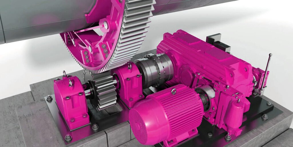 rotary kiln girth gear and pinion drive assembly