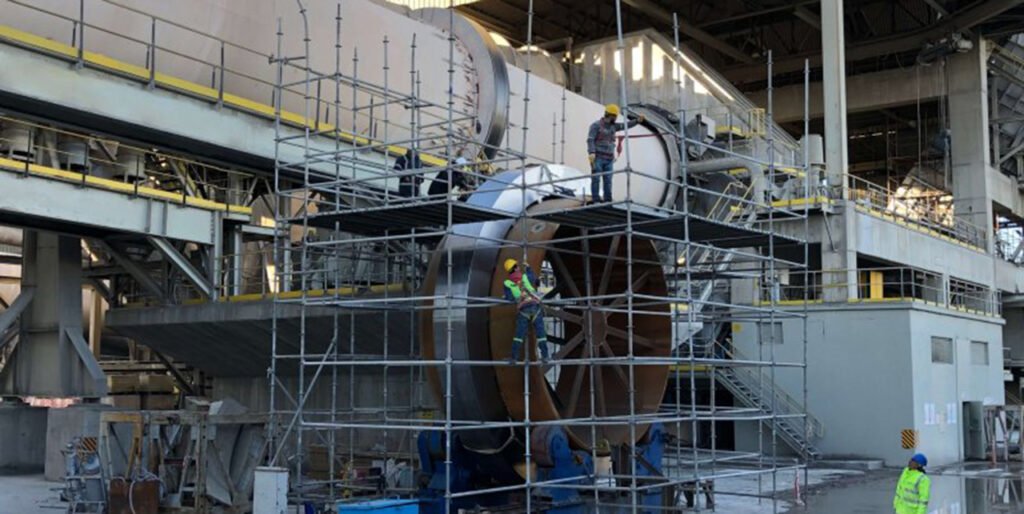 Rotary Kiln System for Material Heat Treatment the riding ring is installing on site for cement clinker calcination