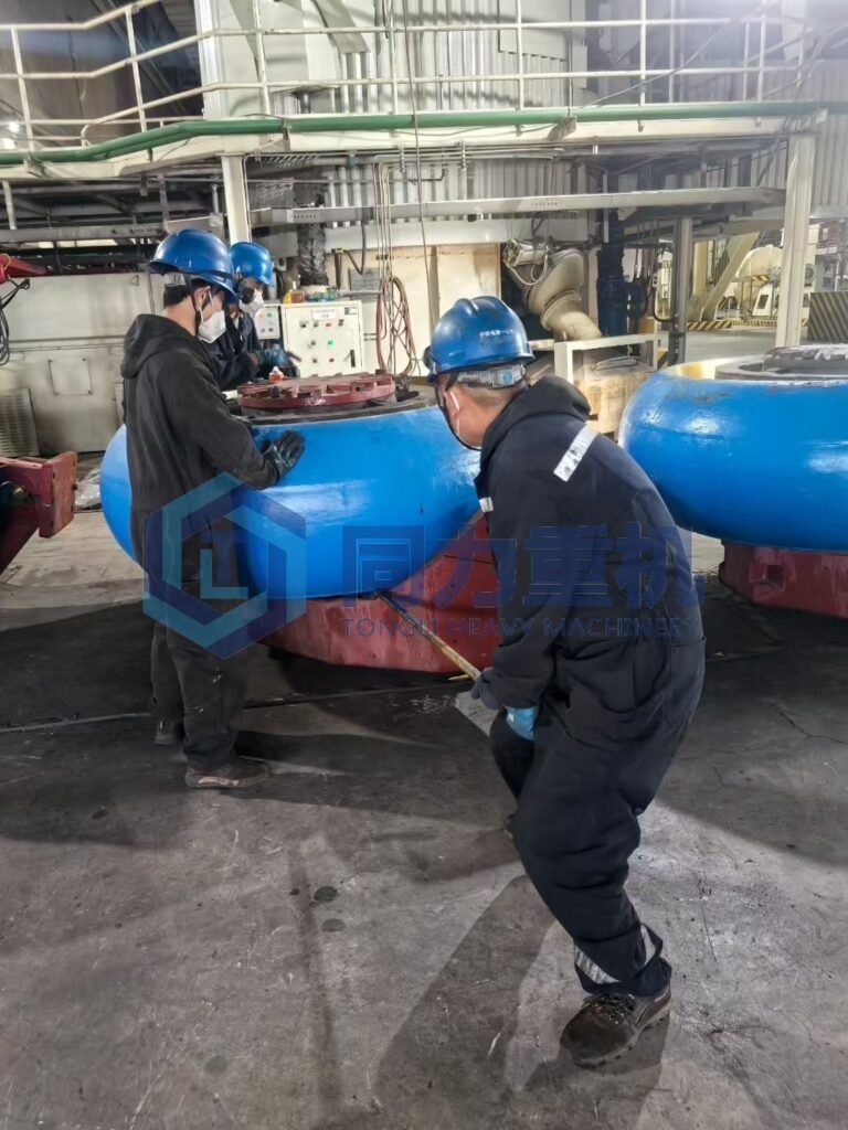 bowl-type grinding roller tyres on-site in situ replacement Gebr. Pfeiffer Aktiengesellschaft coal mill 20t/h in process