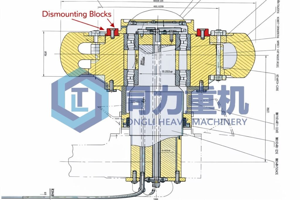 Removal of Clamping Blocks and Bolts Connecting the Roller Tyre to the Roller Hub Veritcal roller mill LM MPS LGM