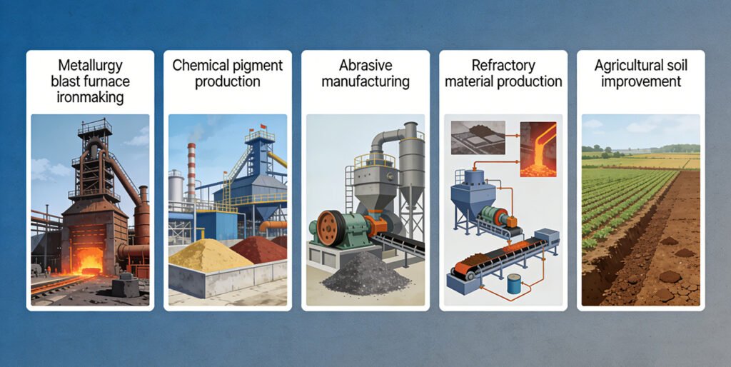 Diverse industrial applications of limonite