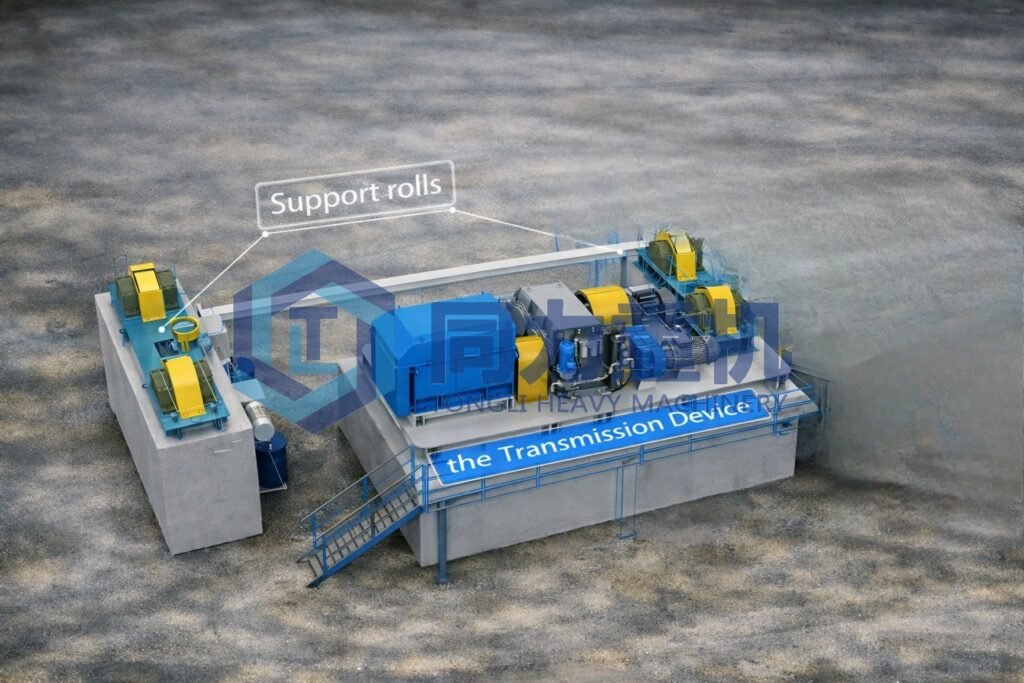 Paper pulper machine Support Roller System with trunnion motor gearbox