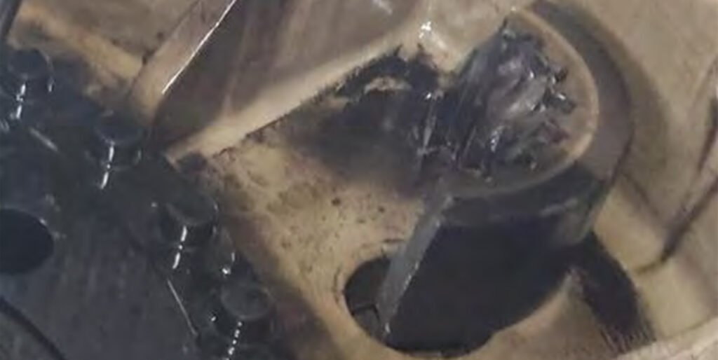 Part of the destroyed coupling connecting the second stage drive shaft to the loesche gearbox sun gear: