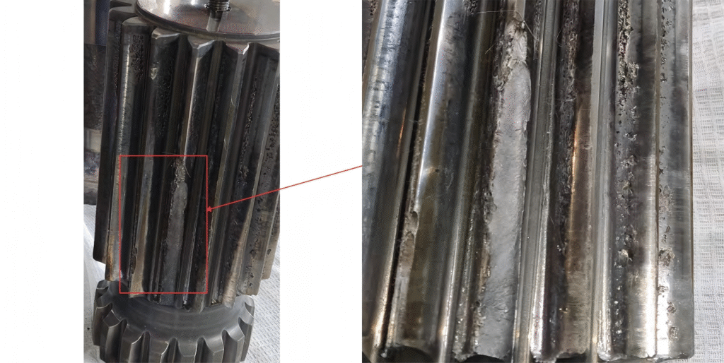 Sun gear tooth pitting