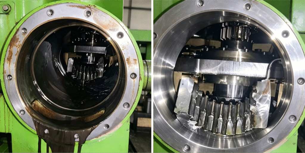 MOventas bevel shaft housing destroyed coupling connecting the second stage drive shaft to the sun gear