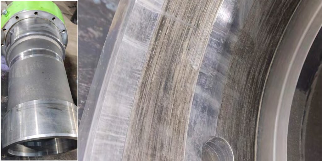 Defective housing of the bevel gear shaft.