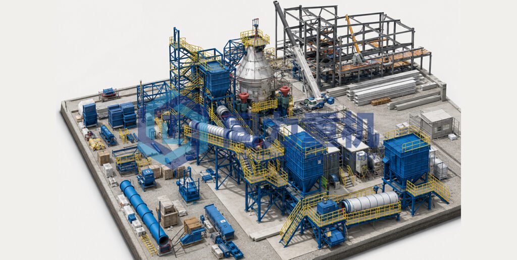 Process Flow of closed circuit vertical roller mill cement grinding Plant